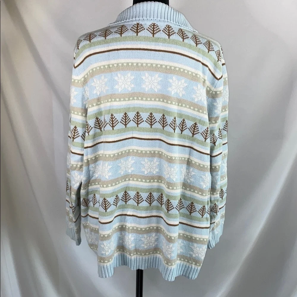 Vintage 90s Cherokee Made in Japan Fair Isle Pastel Knit Zip Cardigan Plus 14W/1